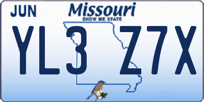 MO license plate YL3Z7X