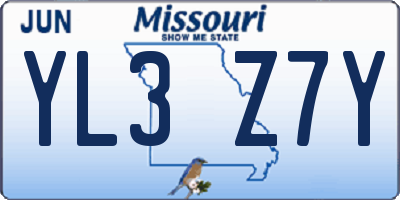 MO license plate YL3Z7Y