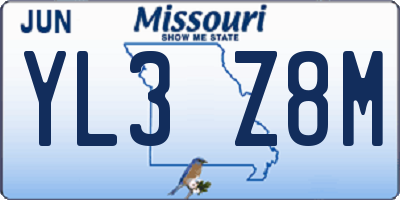 MO license plate YL3Z8M