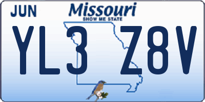 MO license plate YL3Z8V