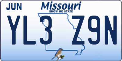 MO license plate YL3Z9N