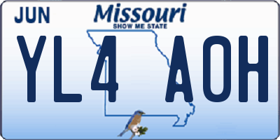 MO license plate YL4A0H
