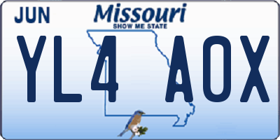 MO license plate YL4A0X