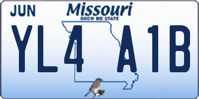 MO license plate YL4A1B
