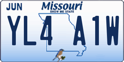 MO license plate YL4A1W