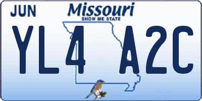 MO license plate YL4A2C