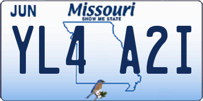 MO license plate YL4A2I