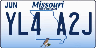 MO license plate YL4A2J