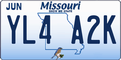 MO license plate YL4A2K