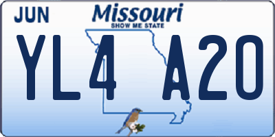 MO license plate YL4A2O