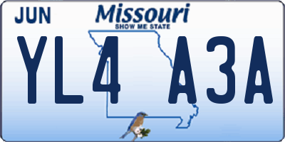 MO license plate YL4A3A