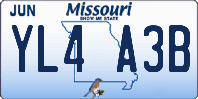 MO license plate YL4A3B