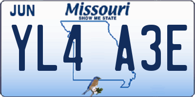 MO license plate YL4A3E