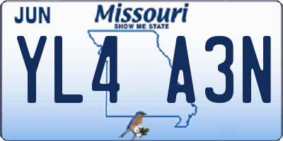MO license plate YL4A3N