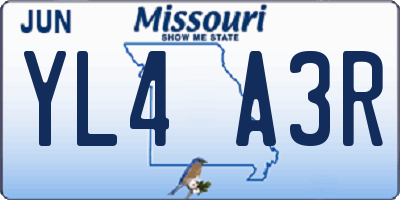 MO license plate YL4A3R