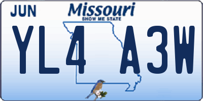 MO license plate YL4A3W