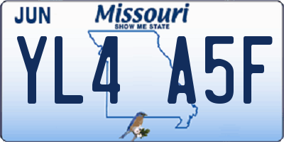 MO license plate YL4A5F