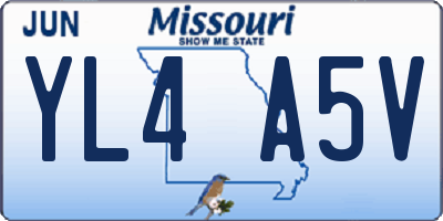 MO license plate YL4A5V