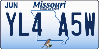 MO license plate YL4A5W
