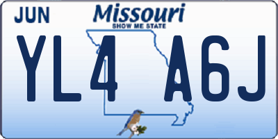MO license plate YL4A6J