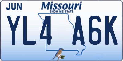 MO license plate YL4A6K