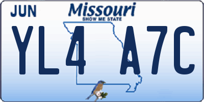MO license plate YL4A7C