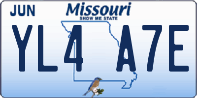 MO license plate YL4A7E