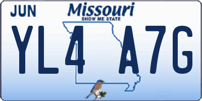 MO license plate YL4A7G