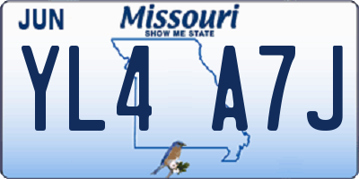 MO license plate YL4A7J