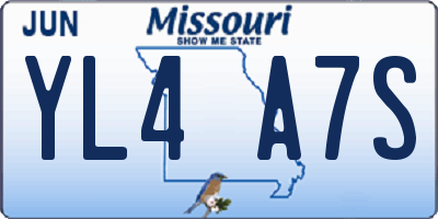MO license plate YL4A7S