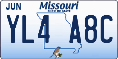MO license plate YL4A8C