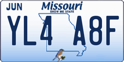 MO license plate YL4A8F
