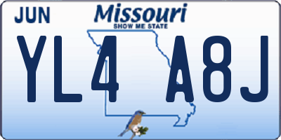 MO license plate YL4A8J
