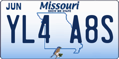 MO license plate YL4A8S