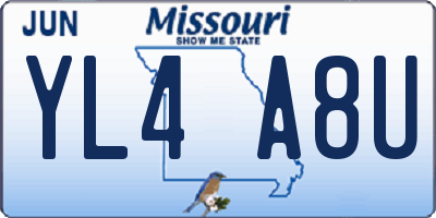MO license plate YL4A8U