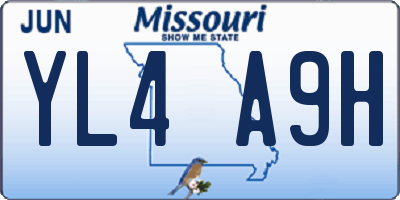 MO license plate YL4A9H
