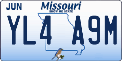 MO license plate YL4A9M