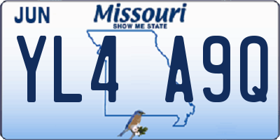 MO license plate YL4A9Q