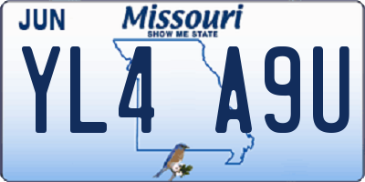 MO license plate YL4A9U