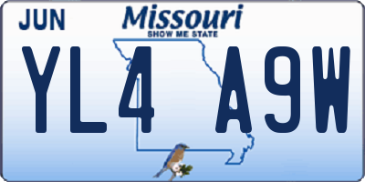 MO license plate YL4A9W