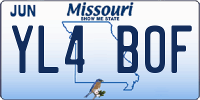 MO license plate YL4B0F