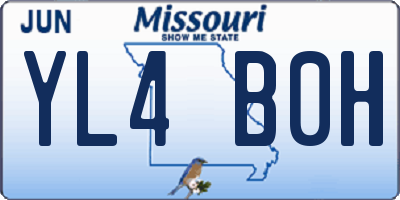 MO license plate YL4B0H