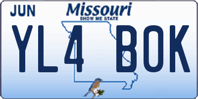 MO license plate YL4B0K
