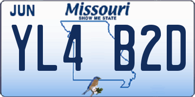 MO license plate YL4B2D