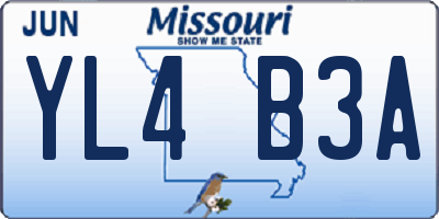 MO license plate YL4B3A
