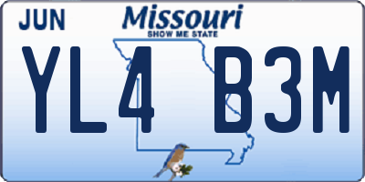 MO license plate YL4B3M