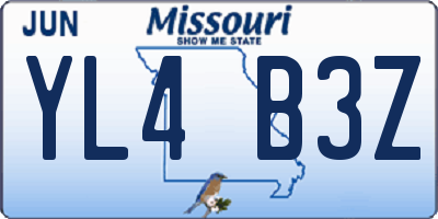MO license plate YL4B3Z