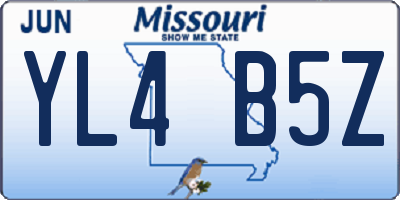 MO license plate YL4B5Z