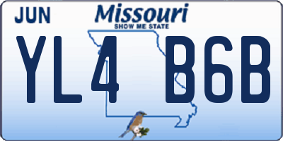 MO license plate YL4B6B