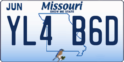 MO license plate YL4B6D
